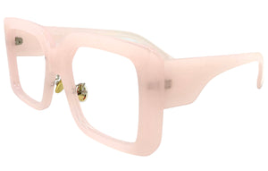 Classic Vintage Retro Style Large Square Pink Lensless Eye Glasses- Frame Only NO Lens 2036