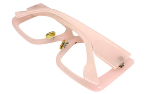 Classic Vintage Retro Style Large Square Pink Lensless Eye Glasses- Frame Only NO Lens 2036