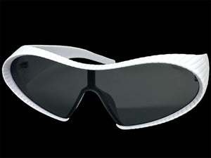 Oversized Exaggerated Modern Retro Futuristic Style SUNGLASSES Large White Frame 1308