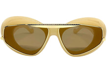 Exaggerated Classic Vintage Retro Style SUNGLASSES Funky Cream & Gold Frame 3022