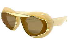 Exaggerated Classic Vintage Retro Style SUNGLASSES Funky Cream & Gold Frame 3022