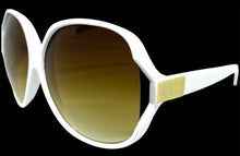 Oversized Vintage Retro Style SUNGLASSES Huge White Frame 7376