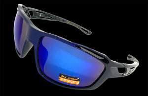 Classic Sporty Wrap Around Style SUNGLASSES Black & Blue Frame 2733