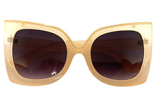 Oversized Exaggerated Vintage Retro Cat Eye Style SUNGLASSES Huge Cream Frame 89142