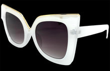 Oversized Exaggerated Vintage Retro Cat Eye Style SUNGLASSES Huge Clear White Frame 89142
