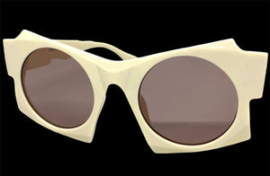 Oversized Exaggerated Modern Retro Style SUNGLASSES Large Funky Cream Frame 1247