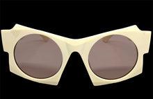 Oversized Exaggerated Modern Retro Style SUNGLASSES Large Funky Cream Frame 1247