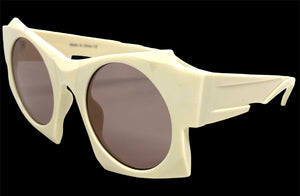 Oversized Exaggerated Modern Retro Style SUNGLASSES Large Funky Cream Frame 1247