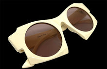 Oversized Exaggerated Modern Retro Style SUNGLASSES Large Funky Cream Frame 1247