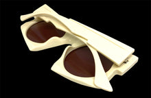 Oversized Exaggerated Modern Retro Style SUNGLASSES Large Funky Cream Frame 1247