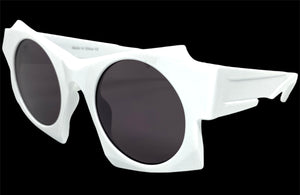 Oversized Exaggerated Modern Retro Style SUNGLASSES Large Funky White Frame 1247