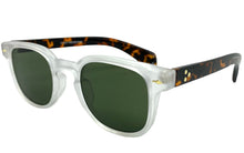 Classic Vintage Retro Style SUNGLASSES Frosted Frame Green Lens 80284