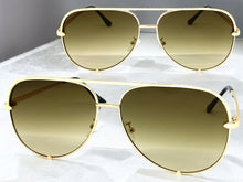 Classic Vintage Retro Aviator Style SUNGLASSES Gold Frame Honey Lens P0218