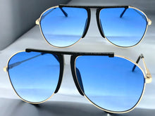 Classic Vintage Retro Aviator Style SUNGLASSES Gold Frame Blue Lens 4839