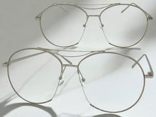 Classy Elegant Retro Aviator Style Clear Lens SUNGLASSES Silver Frame 4308