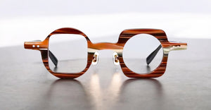 Artsy Contemporary Modern Style Clear Lens Optical GLASSES Brown Acetate Frame 19189