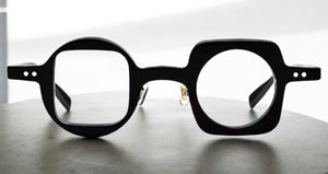 Artsy Contemporary Modern Style Clear Lens Optical GLASSES Black Acetate  Frame 19189