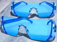Oversized Exaggerated Modern Retro Shield Style SUNGLASSES Large Flat Blue Lens 7299