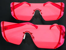 Oversized Exaggerated Modern Retro Shield Style SUNGLASSES Large Flat Red Lens 7299
