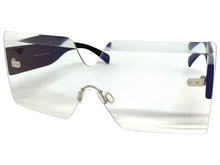 Oversized Exaggerated Modern Retro Shield Style SUNGLASSES Large Flat Clear Lens 4663