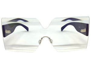 Oversized Exaggerated Modern Retro Shield Style SUNGLASSES Large Flat Clear Lens 4663
