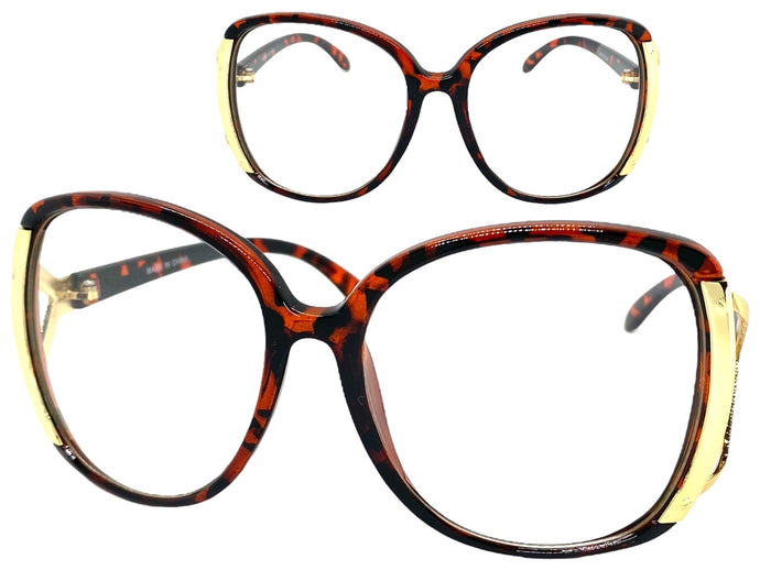 Oversized Exaggerated Vintage Retro Style Clear Lens EYEGLASSES Huge Tortoise Frame 89018
