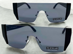 Sleek Modern Retro Shield Style SUNGLASSES Black Frame Dark Lens 6790
