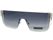Sleek Modern Retro Shield Style SUNGLASSES Clear Rimless Frame 6790