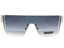 Sleek Modern Retro Shield Style SUNGLASSES Clear Rimless Frame 6790