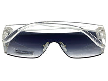 Sleek Modern Retro Shield Style SUNGLASSES Clear Rimless Frame 6790