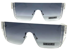 Sleek Modern Retro Shield Style SUNGLASSES Clear Rimless Frame 6790