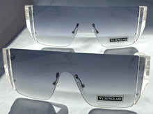Sleek Modern Retro Shield Style SUNGLASSES Clear Rimless Frame 6790