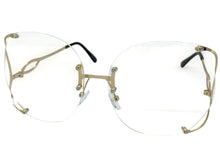 Oversized Exaggerated Vintage Retro Style Clear Lens EYEGLASSES Rimless Gold Frame 4176