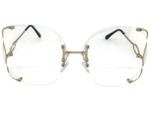 Oversized Exaggerated Vintage Retro Style Clear Lens EYEGLASSES Rimless Gold Frame 4176