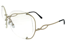 Oversized Exaggerated Vintage Retro Style Clear Lens EYEGLASSES Rimless Gold Frame 4176