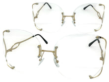 Oversized Exaggerated Vintage Retro Style Clear Lens EYEGLASSES Rimless Gold Frame 4176