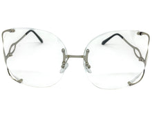Oversized Exaggerated Vintage Retro Style Clear Lens EYEGLASSES Rimless Silver Frame 4176