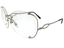 Oversized Exaggerated Vintage Retro Style Clear Lens EYEGLASSES Rimless Silver Frame 4176