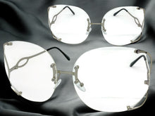 Oversized Exaggerated Vintage Retro Style Clear Lens EYEGLASSES Rimless Silver Frame 4176