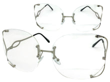 Oversized Exaggerated Vintage Retro Style Clear Lens EYEGLASSES Rimless Silver Frame 4176