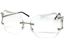 Oversized Exaggerated Vintage Retro Style Clear Lens EYEGLASSES Rimless Silver Frame 4276