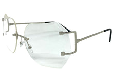 Oversized Exaggerated Vintage Retro Style Clear Lens EYEGLASSES Rimless Silver Frame 4276