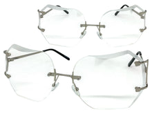 Oversized Exaggerated Vintage Retro Style Clear Lens EYEGLASSES Rimless Silver Frame 4276