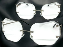 Oversized Exaggerated Vintage Retro Style Clear Lens EYEGLASSES Rimless Silver Frame 4276