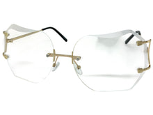 Oversized Exaggerated Vintage Retro Style Clear Lens EYEGLASSES Rimless Gold Frame 4276