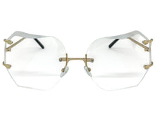 Oversized Exaggerated Vintage Retro Style Clear Lens EYEGLASSES Rimless Gold Frame 4276