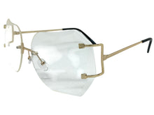 Oversized Exaggerated Vintage Retro Style Clear Lens EYEGLASSES Rimless Gold Frame 4276