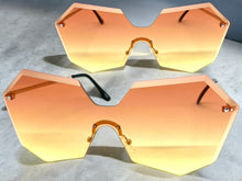 Sleek Modern Retro Shield Style SUNGLASSES Gold Rimless Frame 4683