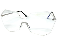 Sleek Modern Retro Shield Style SUNGLASSES Silver Rimless Frame 4683