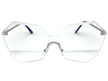 Sleek Modern Retro Shield Style SUNGLASSES Silver Rimless Frame 4683